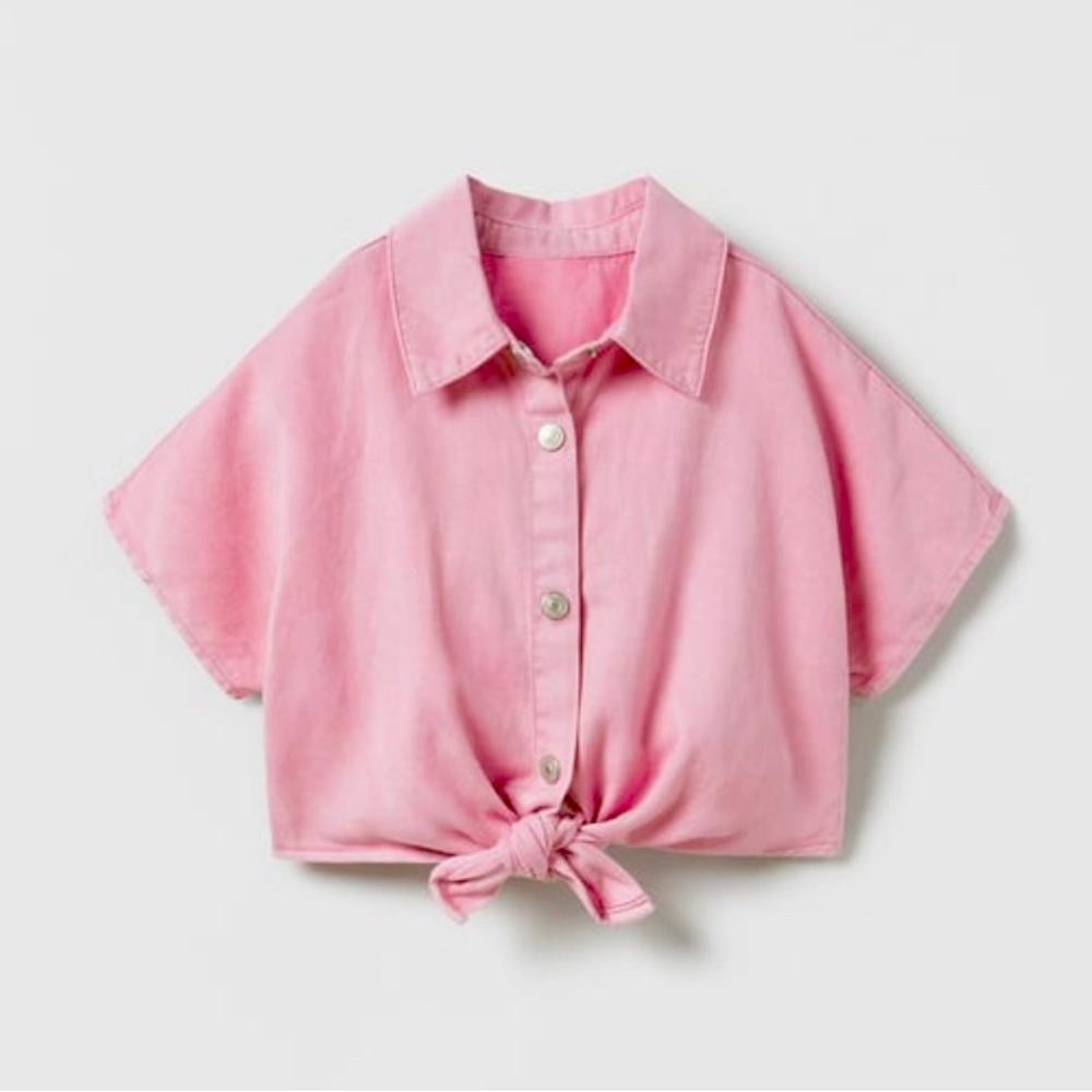 NWT Zara Girls Shirt with Knot Detail Size 3-4